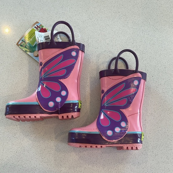 NWT Western Chief Toddler Butterfly Pink Rain Boots Size 5 - Picture 3 of 10